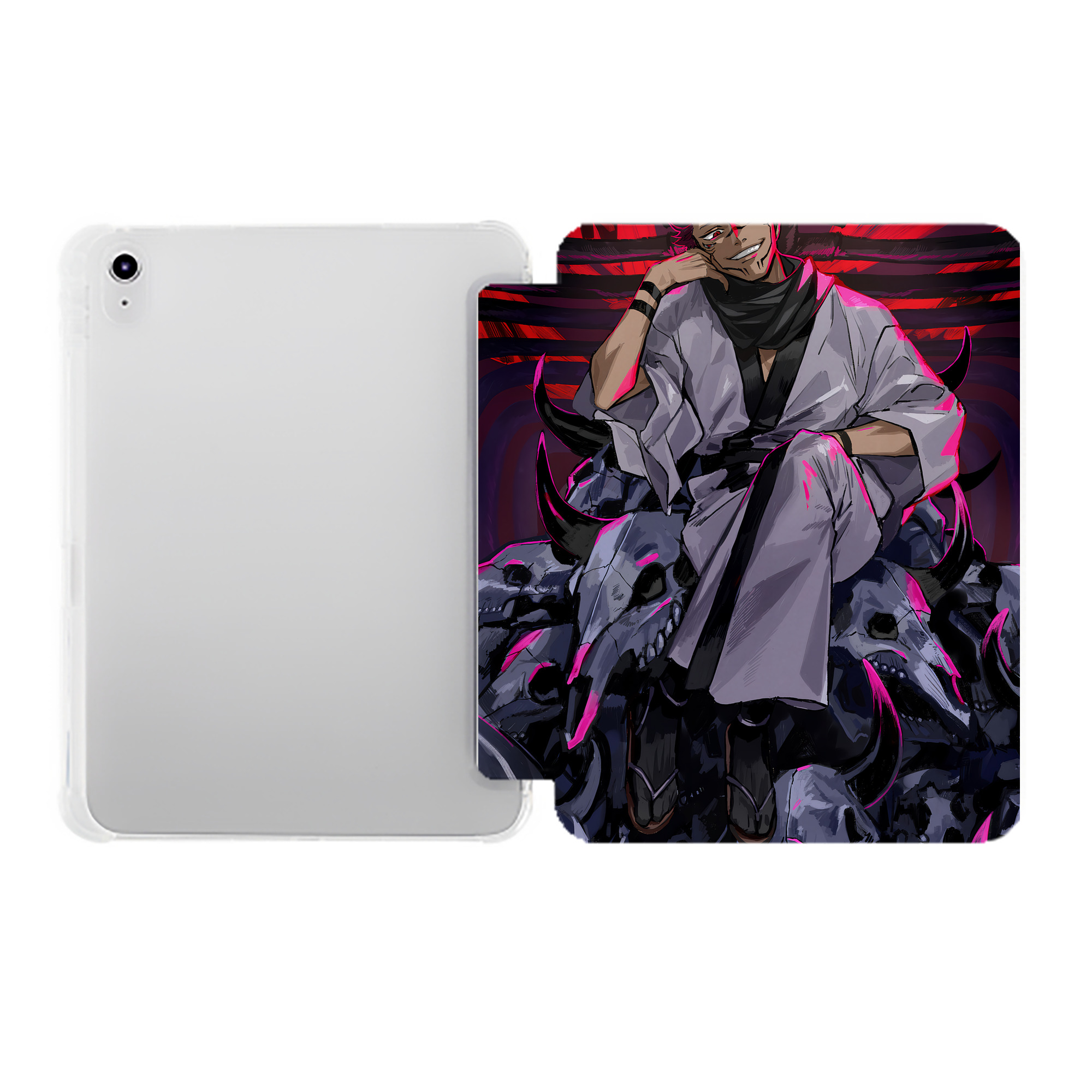 （画像用） 呪術廻戦 Jujutsu Kaisen IPad ケース ペン収納付き 三つ折りスタンド PUレザー×シリコン 対応機種9.5/10.5/10.9インチ
